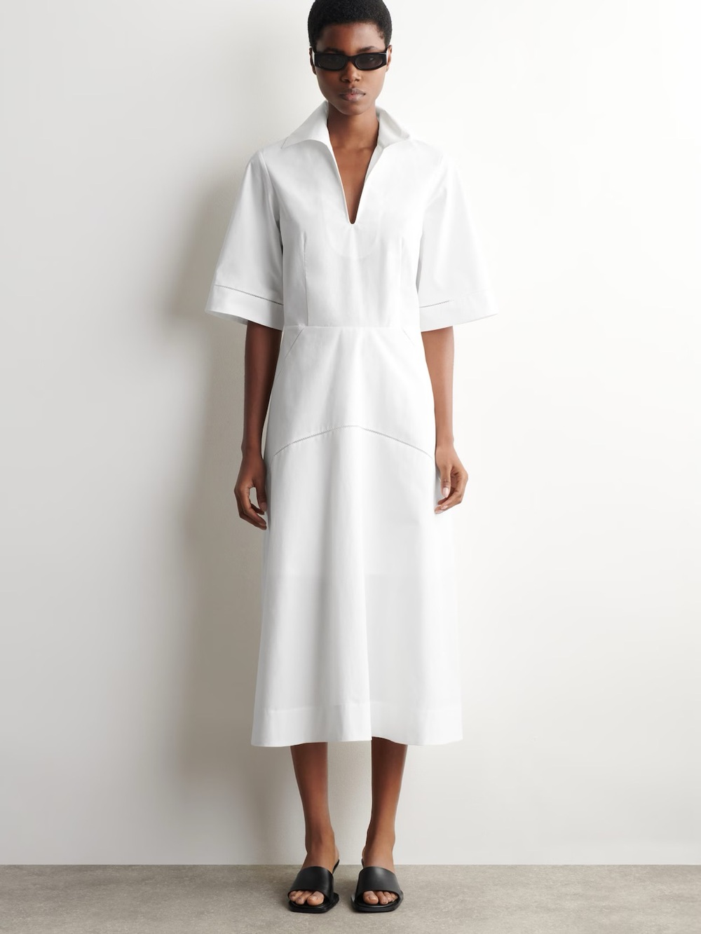 NWT (size small) COS EMBROIDERED PIMA COTTON MIDI DRESS